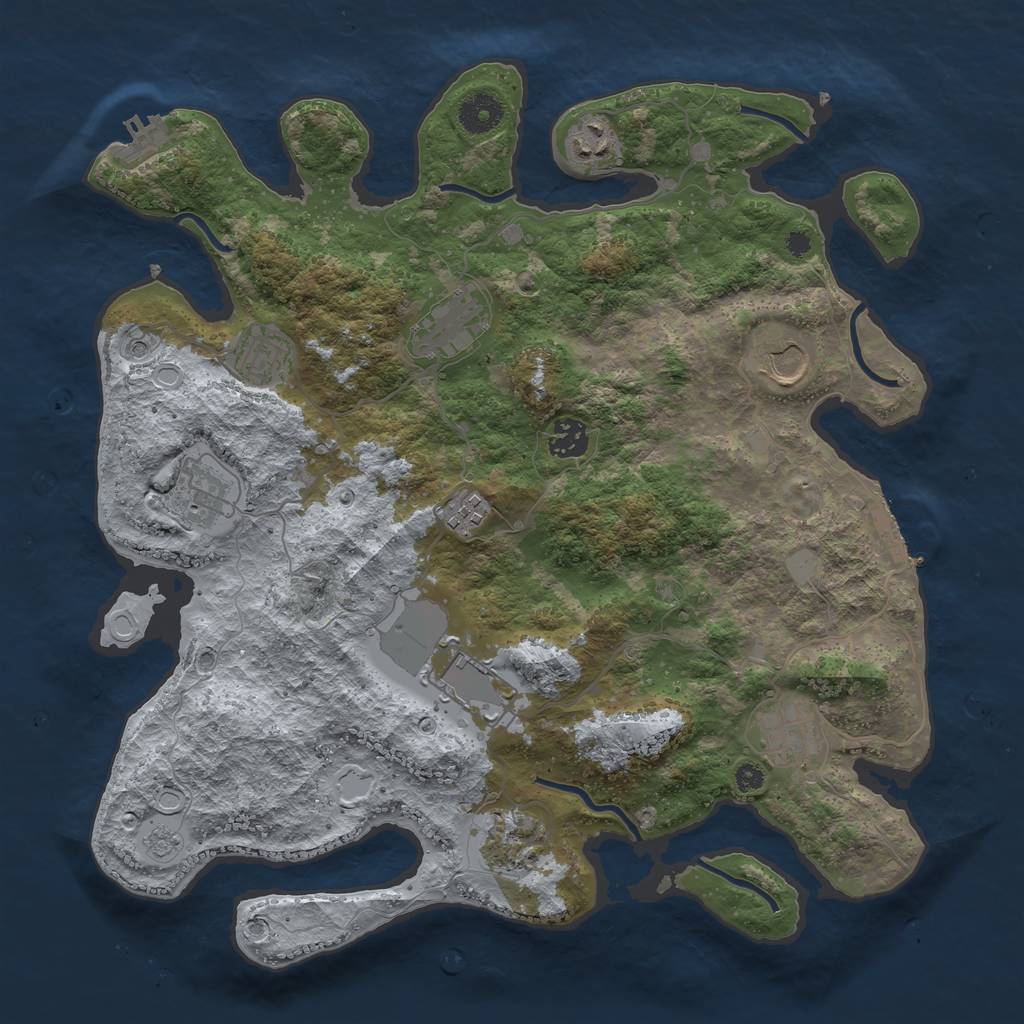 Rust Map: Procedural Map, Size: 3750, Seed: 1154084512, 19 Monuments