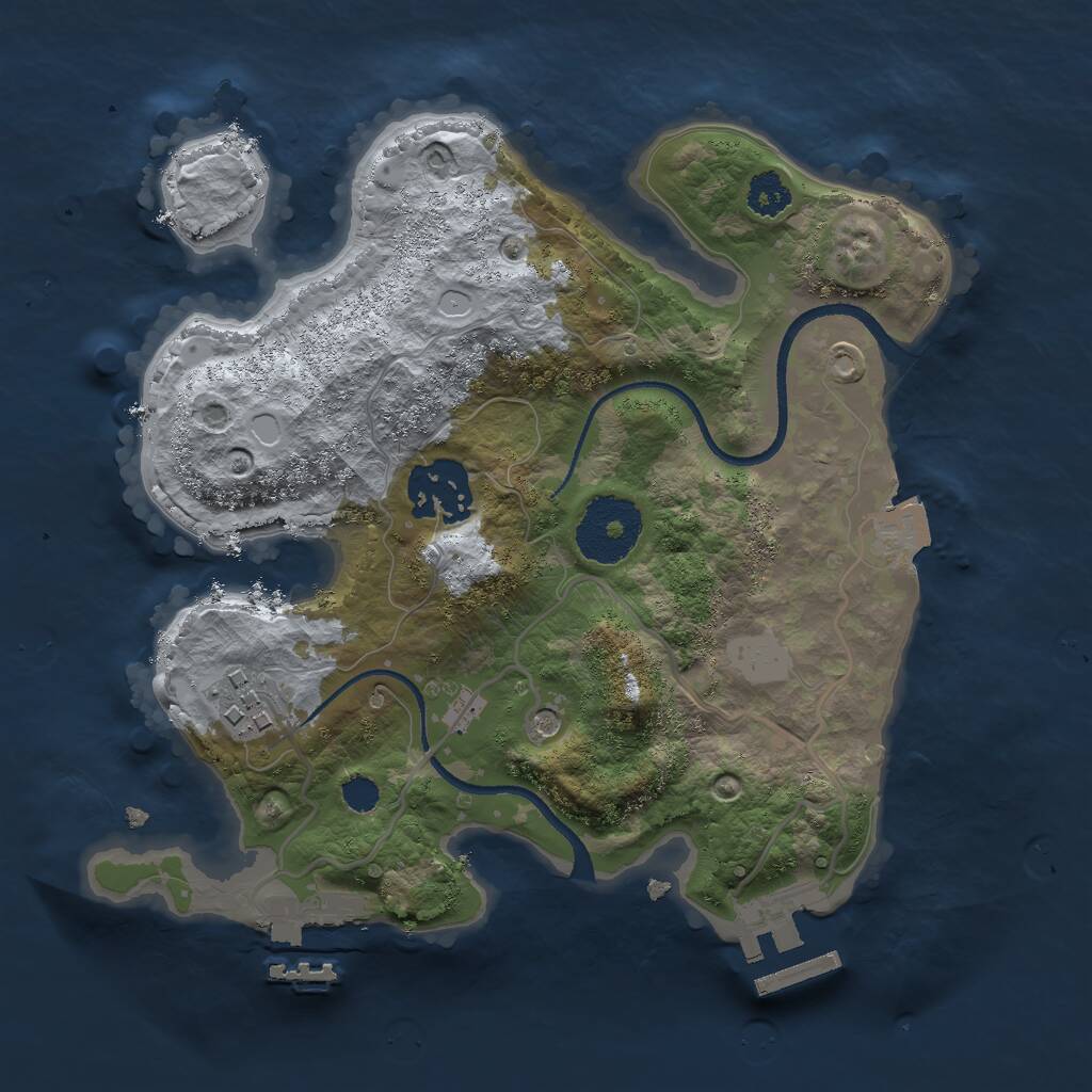 Rust Map: Procedural Map, Size: 2500, Seed: 969325, 6 Monuments