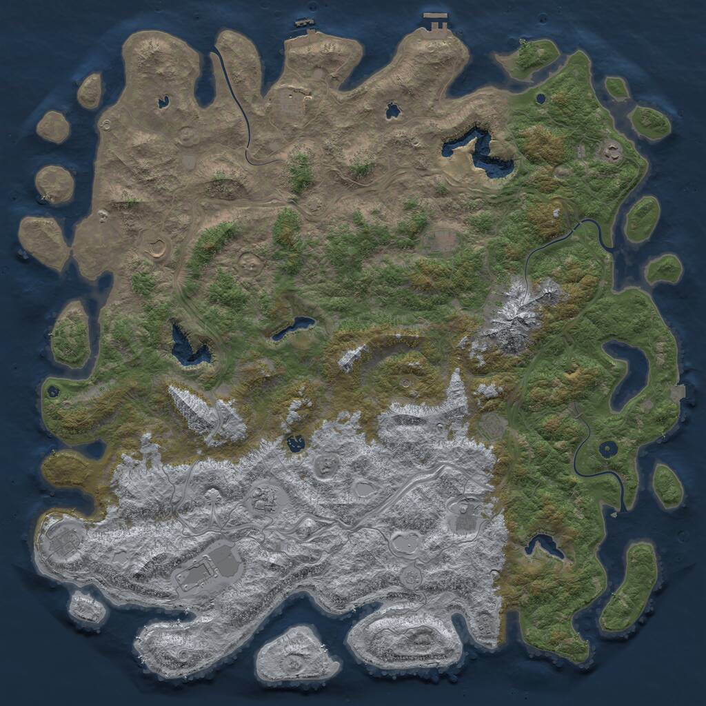 Rust Map: Procedural Map, Size: 6000, Seed: 609700855, 17 Monuments