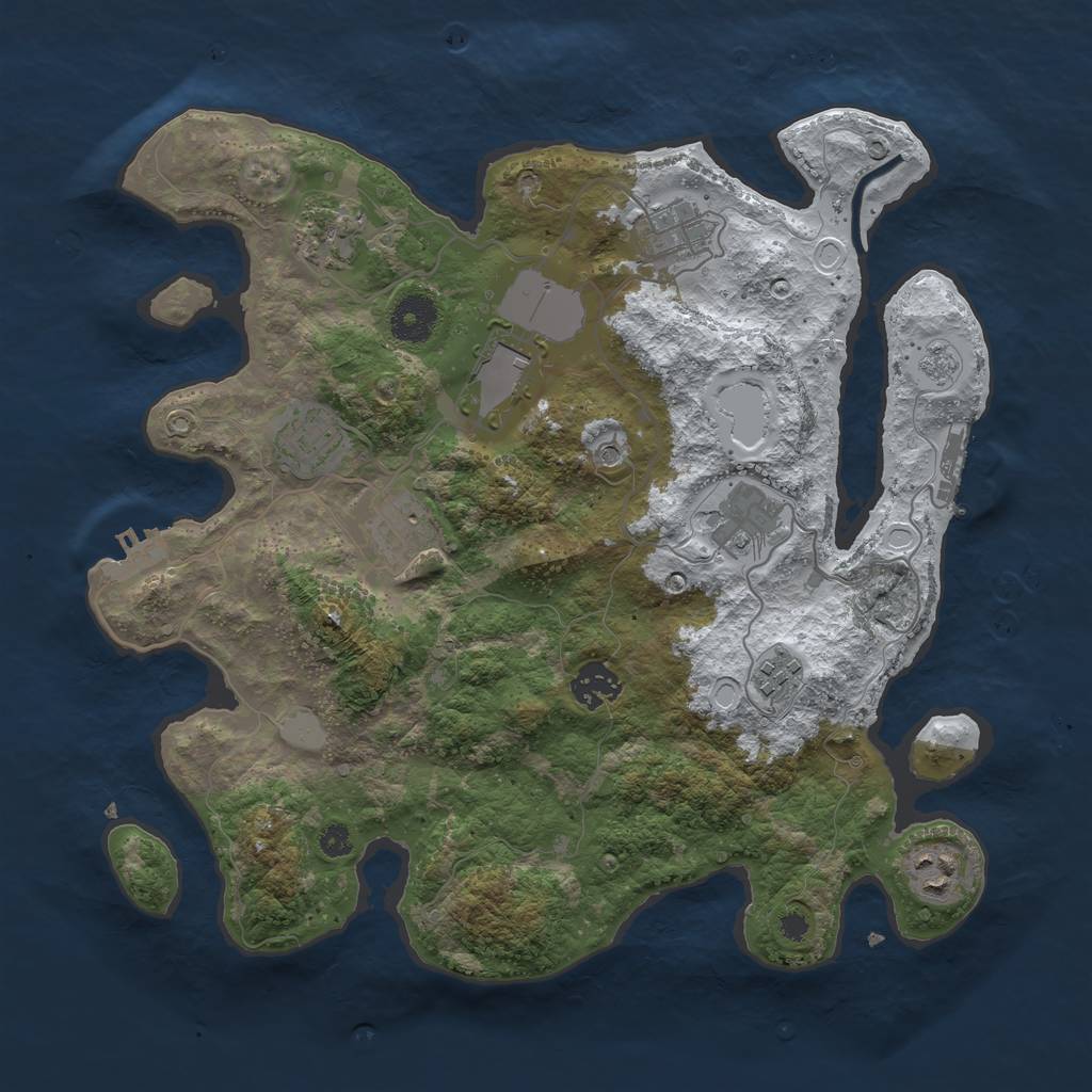 Rust Map: Procedural Map, Size: 3500, Seed: 348671347, 18 Monuments