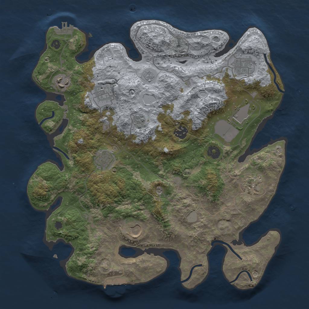 Rust Map: Procedural Map, Size: 3500, Seed: 668418963, 18 Monuments