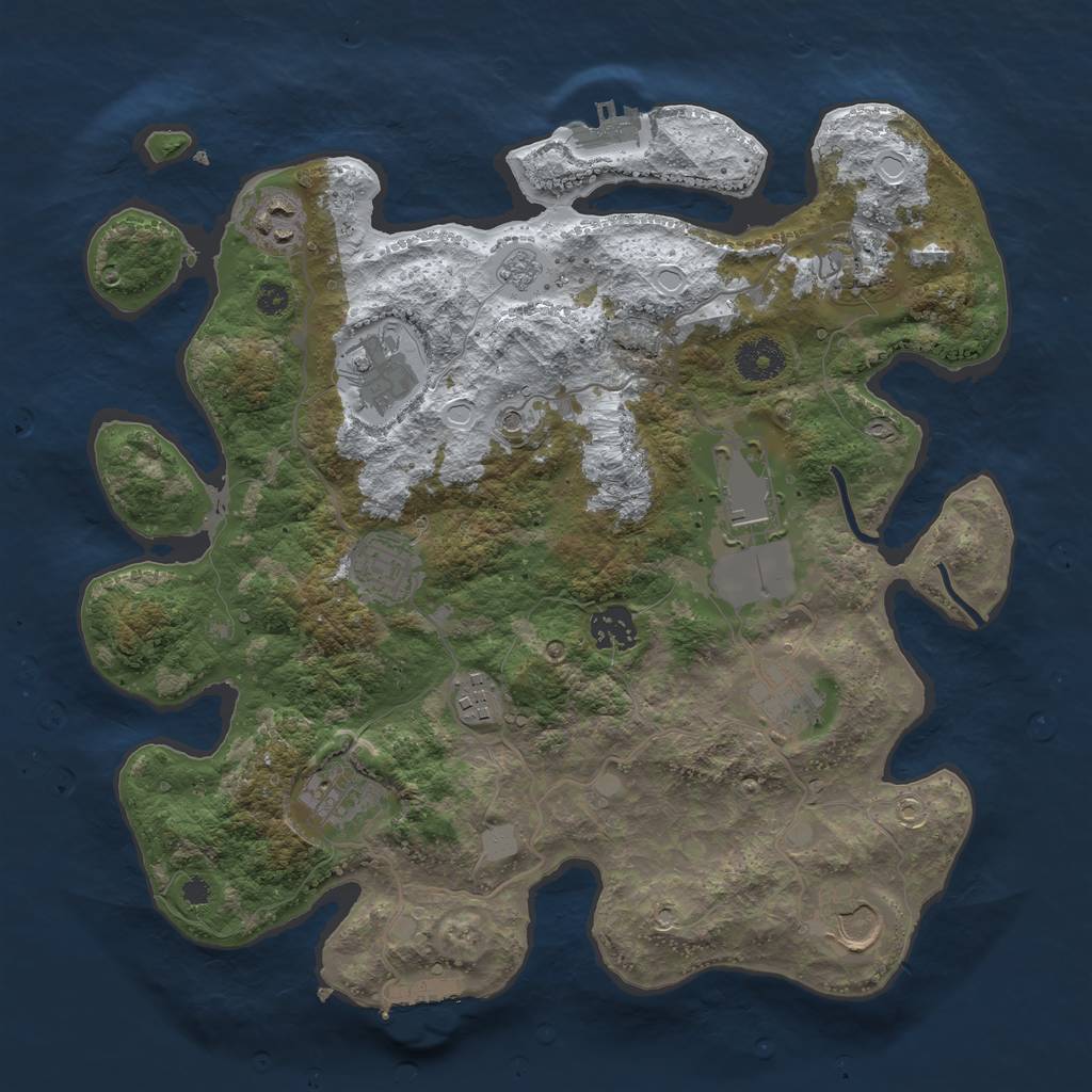 Rust Map: Procedural Map, Size: 3500, Seed: 75457341, 19 Monuments