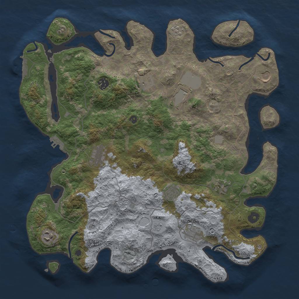 Rust Map: Procedural Map, Size: 4000, Seed: 45246, 19 Monuments