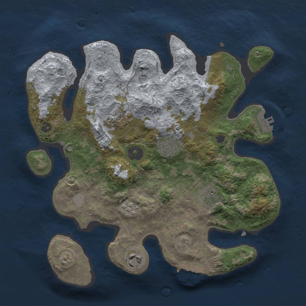 Rust Map: Procedural Map, Size: 3000, Seed: 29229, 12 Monuments