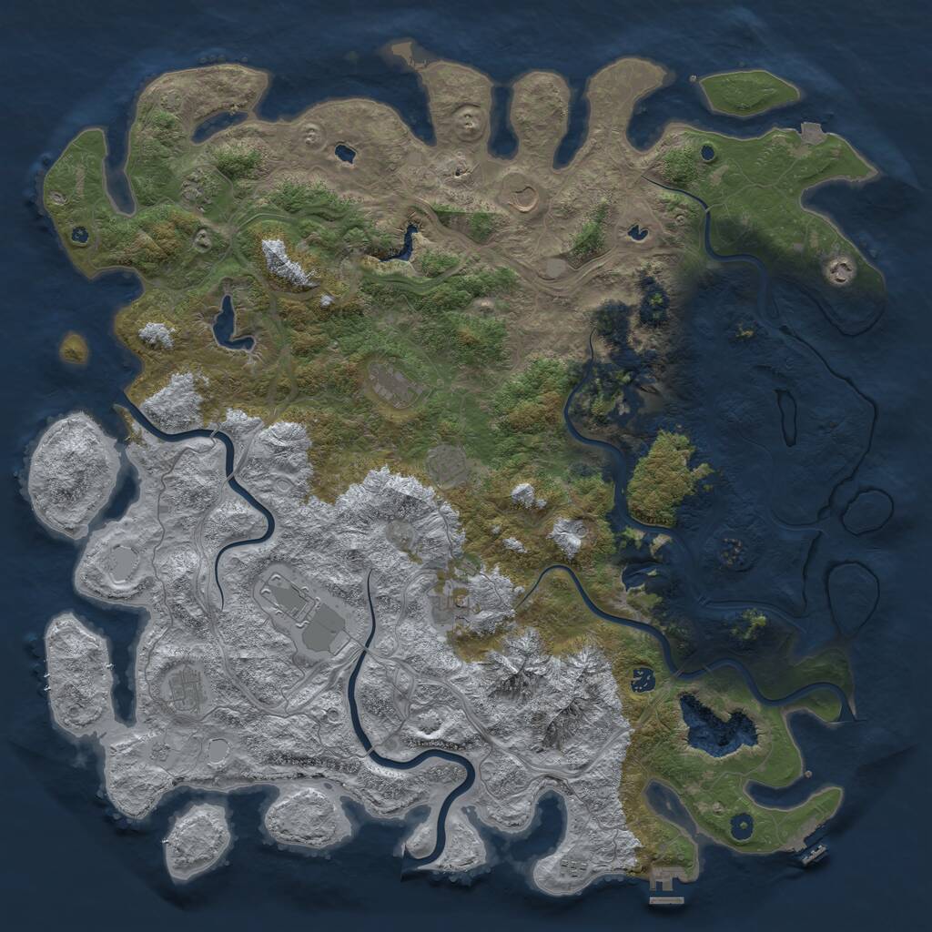 Rust Map: Procedural Map, Size: 5500, Seed: 1312962306, 17 Monuments