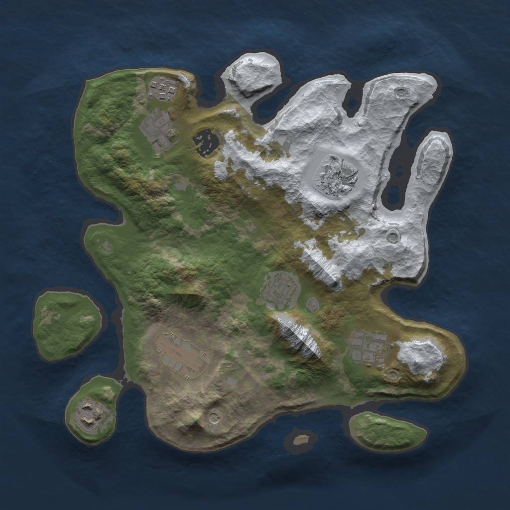 Rust Map: Barren, Size: 3000, Seed: 423242, 11 Monuments