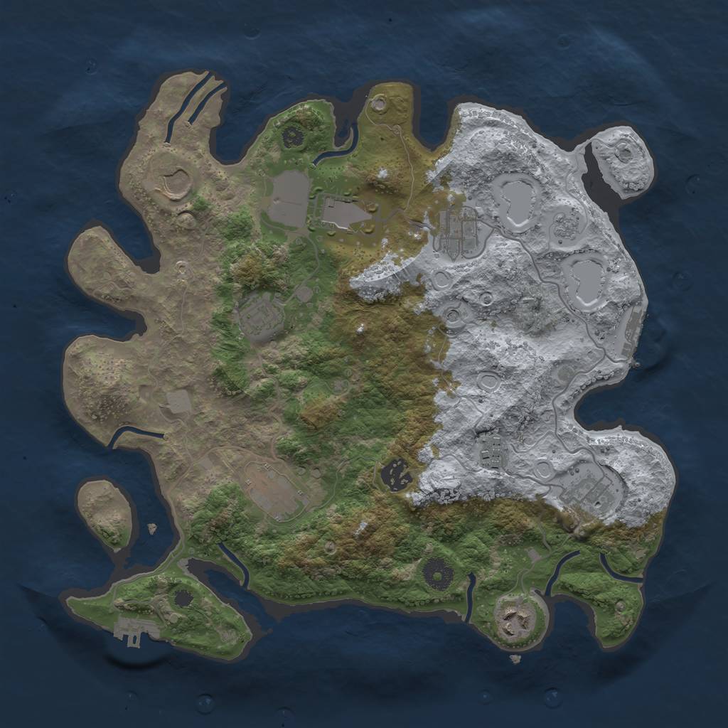 Rust Map: Procedural Map, Size: 3500, Seed: 658125, 18 Monuments