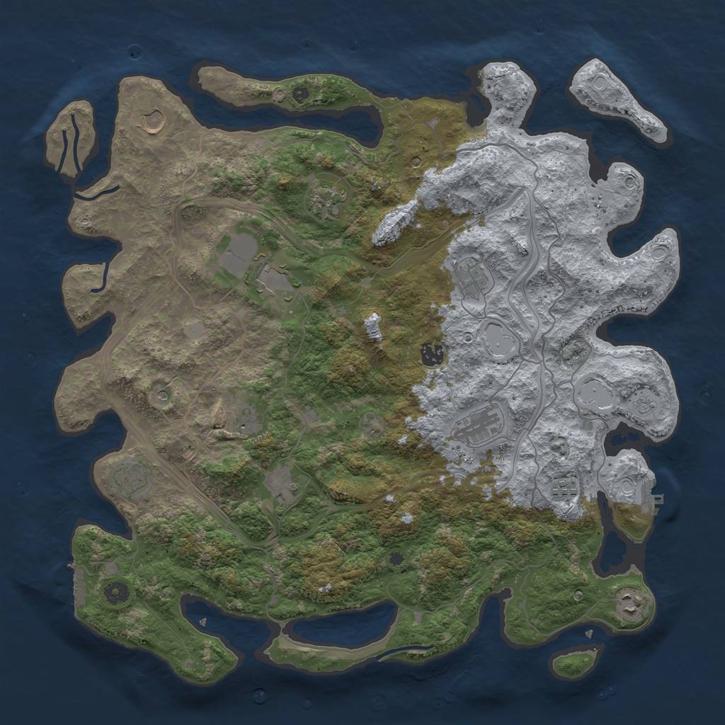 Rust Map: Procedural Map, Size: 4500, Seed: 127934485, 20 Monuments