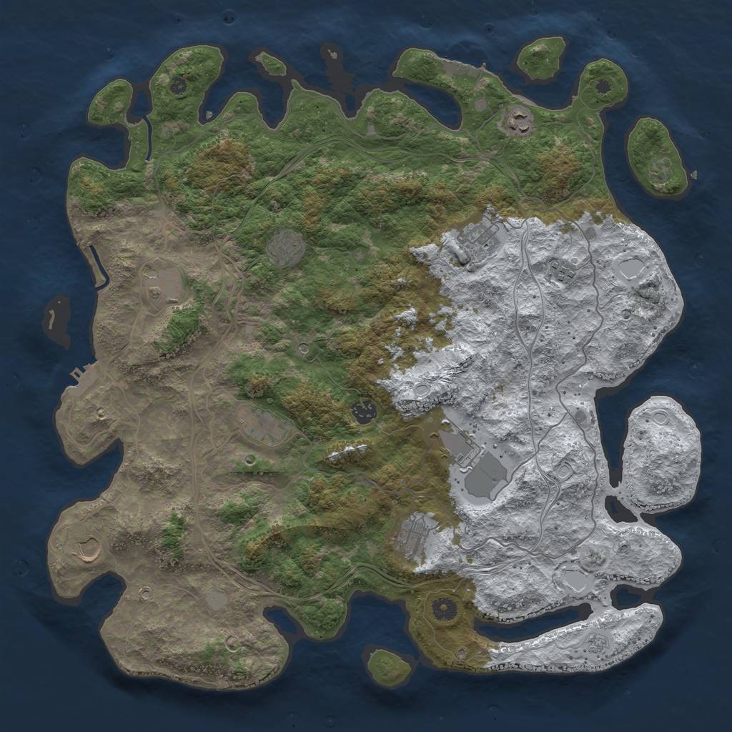 Rust Map: Procedural Map, Size: 4500, Seed: 2442321, 19 Monuments
