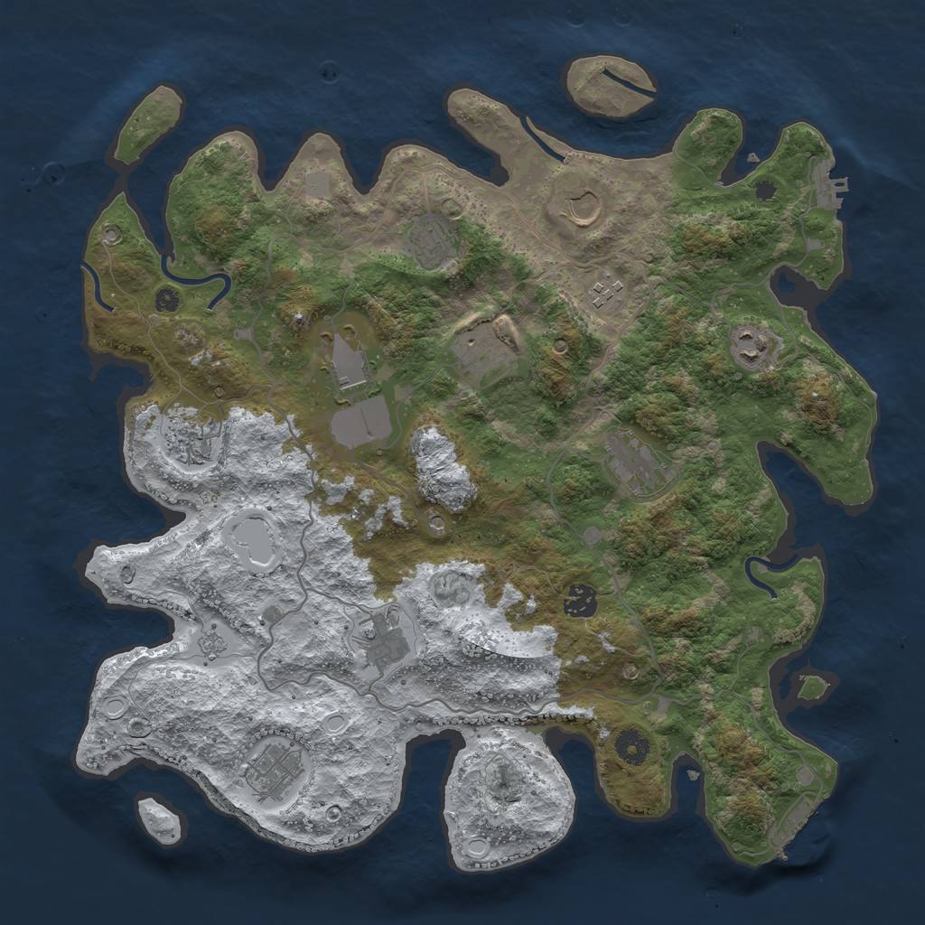 Rust Map: Procedural Map, Size: 4000, Seed: 1198067625, 20 Monuments