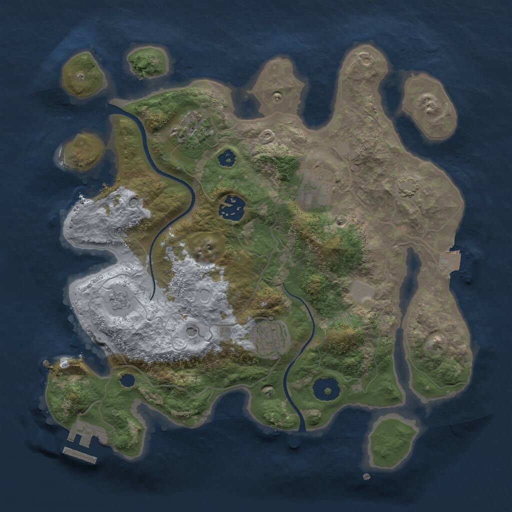 Rust Map: Procedural Map, Size: 3000, Seed: 2414, 9 Monuments