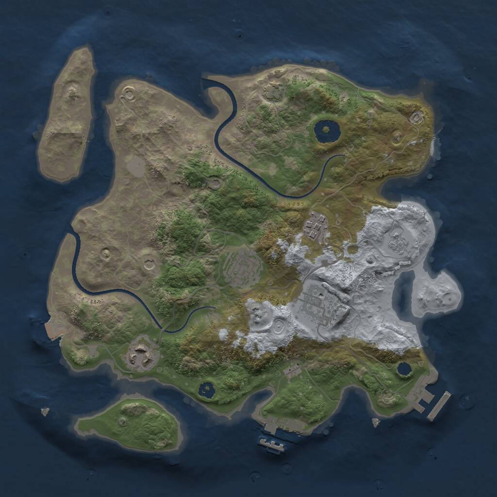 Rust Map: Procedural Map, Size: 3000, Seed: 19639, 10 Monuments
