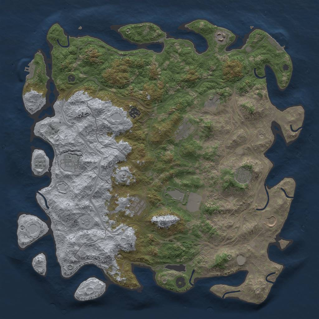 Rust Map: Procedural Map, Size: 4500, Seed: 1657507678, 19 Monuments