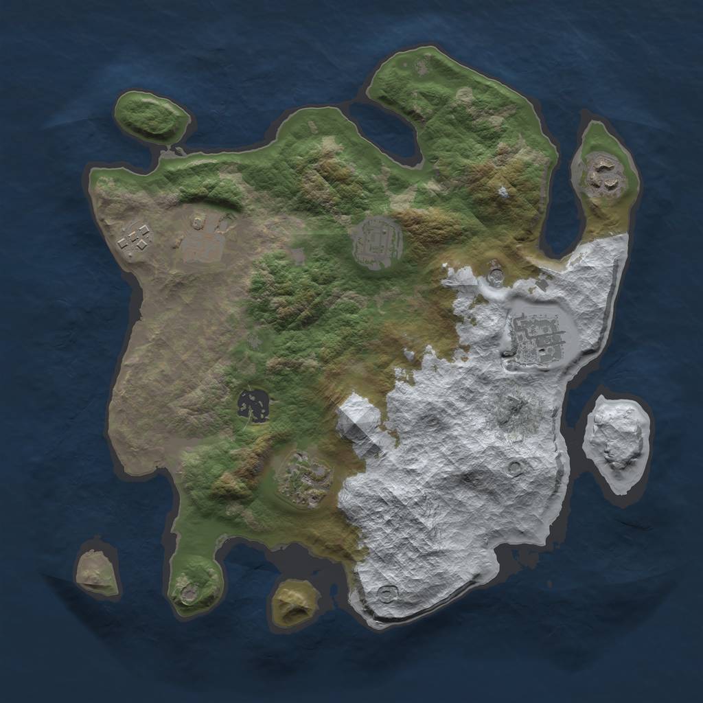 Rust Map: Barren, Size: 3100, Seed: 44, 10 Monuments