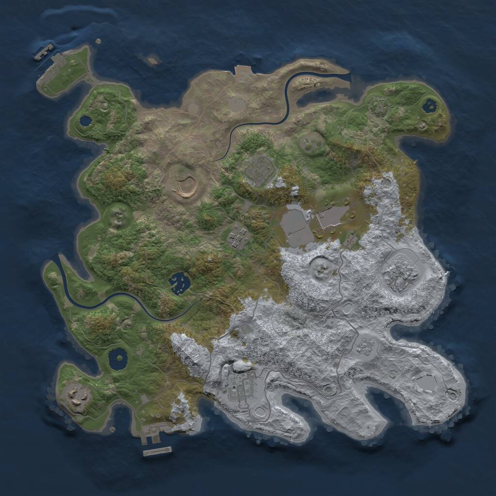 Rust Map: Procedural Map, Size: 3500, Seed: 674056, 13 Monuments