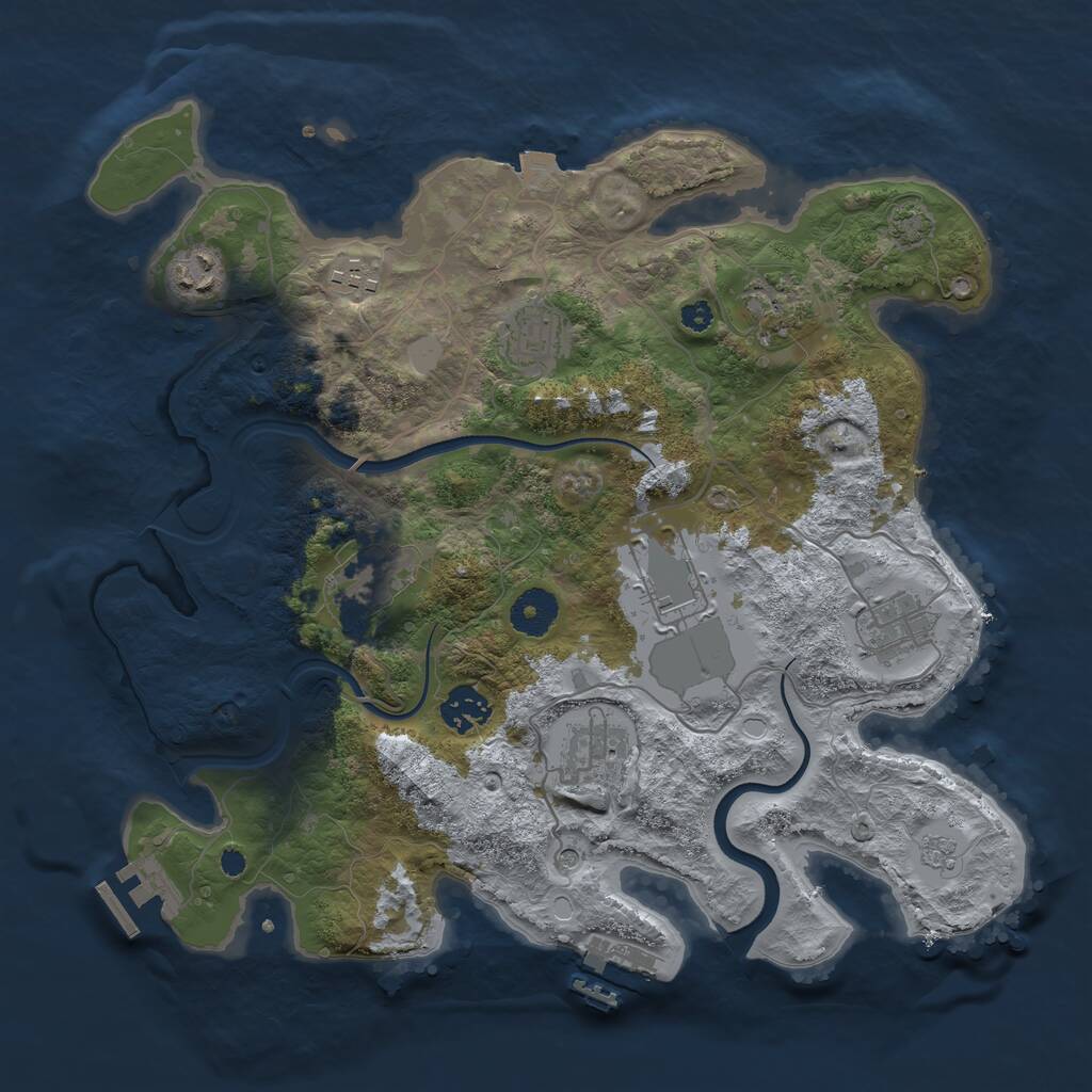 Rust Map: Procedural Map, Size: 3500, Seed: 674056, 15 Monuments