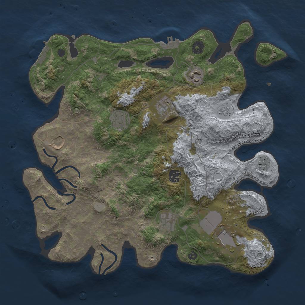 Rust Map: Procedural Map, Size: 3500, Seed: 1420778196, 17 Monuments