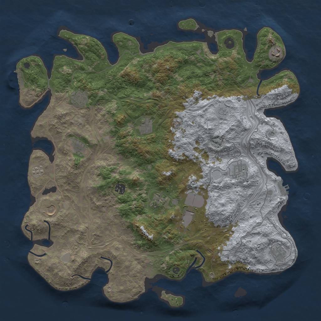 Rust Map: Procedural Map, Size: 4500, Seed: 686578342, 20 Monuments