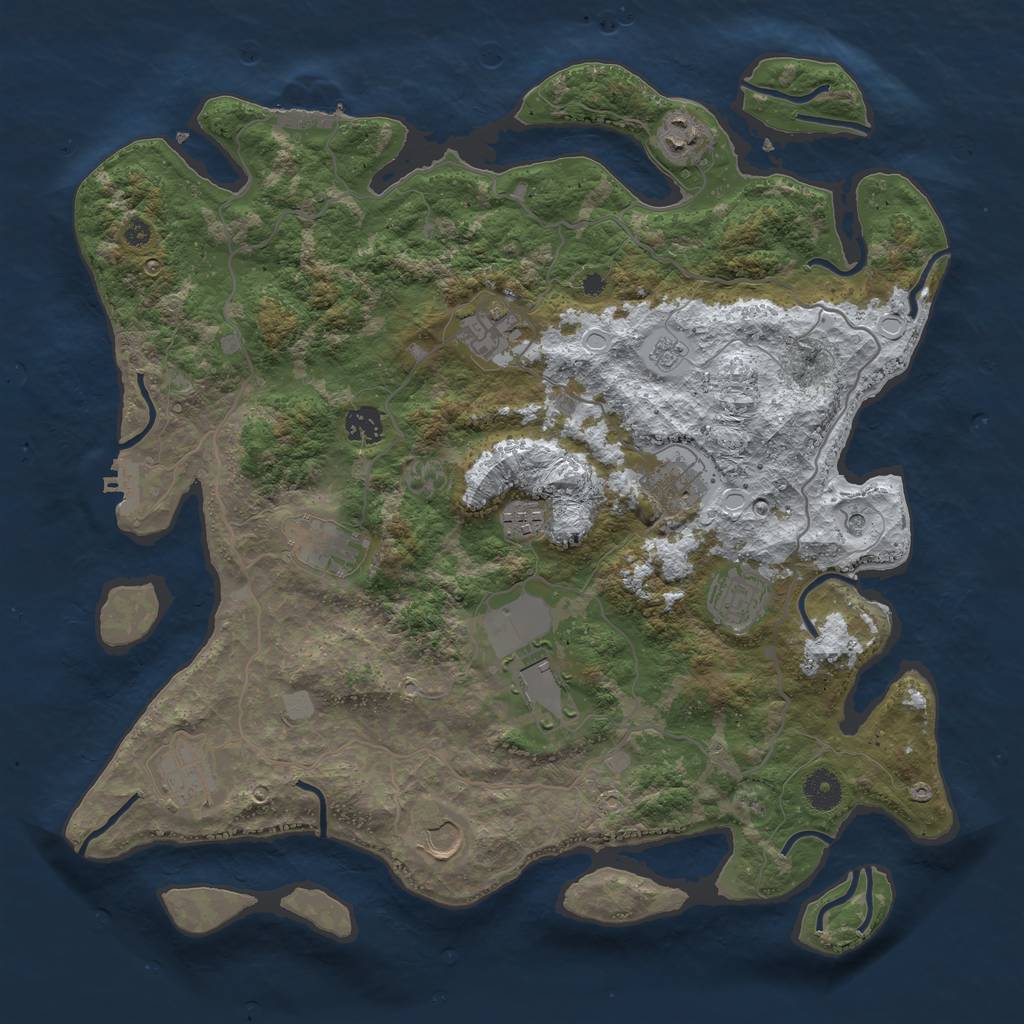 Rust Map: Procedural Map, Size: 4000, Seed: 30594, 19 Monuments