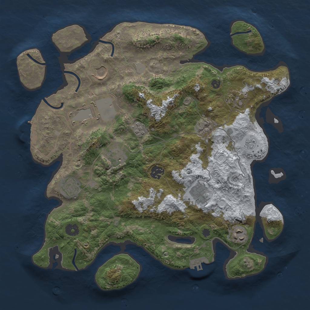 Rust Map: Procedural Map, Size: 3500, Seed: 189754, 18 Monuments