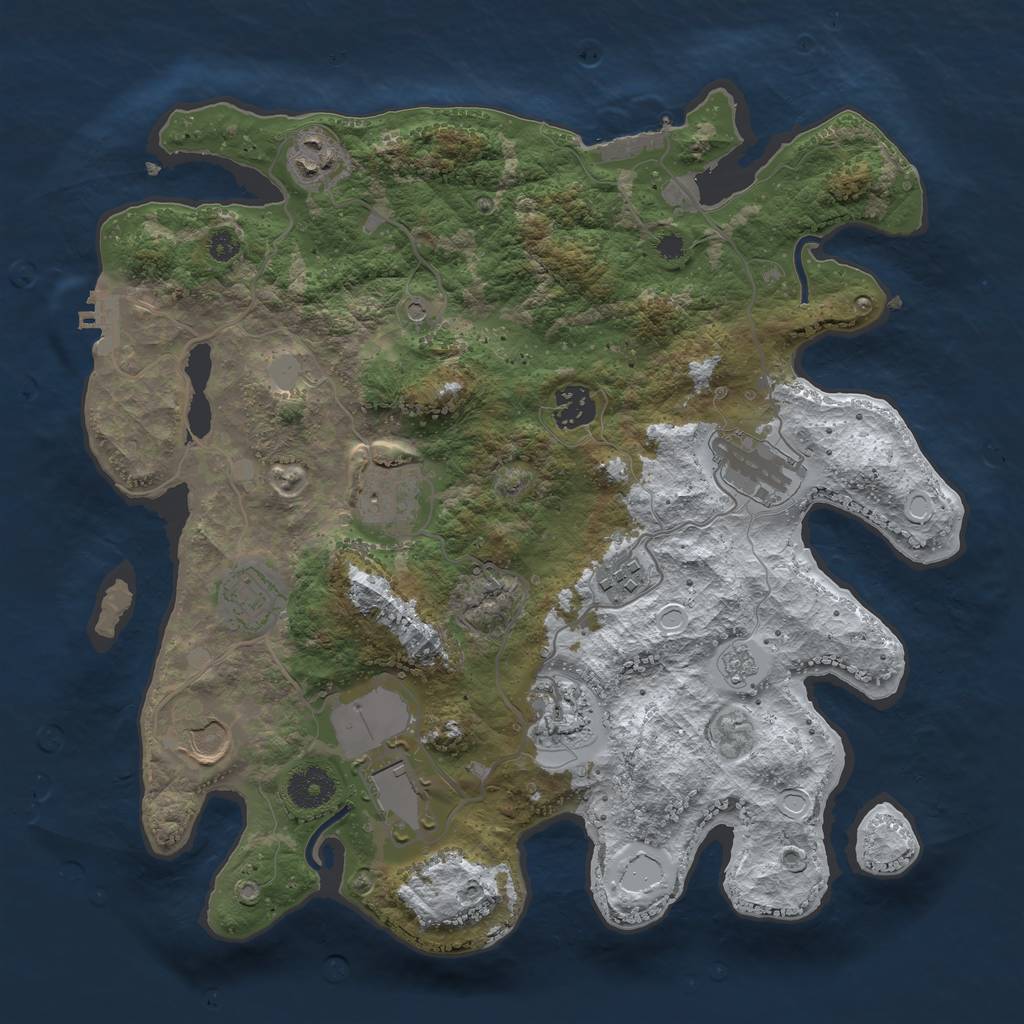 Rust Map: Procedural Map, Size: 3500, Seed: 34861910, 18 Monuments