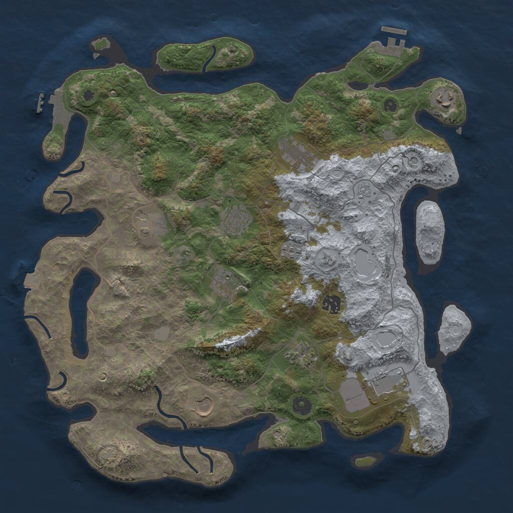 Rust Map: Procedural Map, Size: 4000, Seed: 5655, 16 Monuments