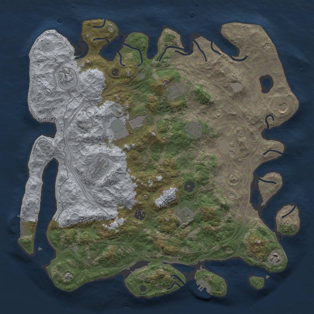 Rust Map: Procedural Map, Size: 4250, Seed: 1190123486, 20 Monuments