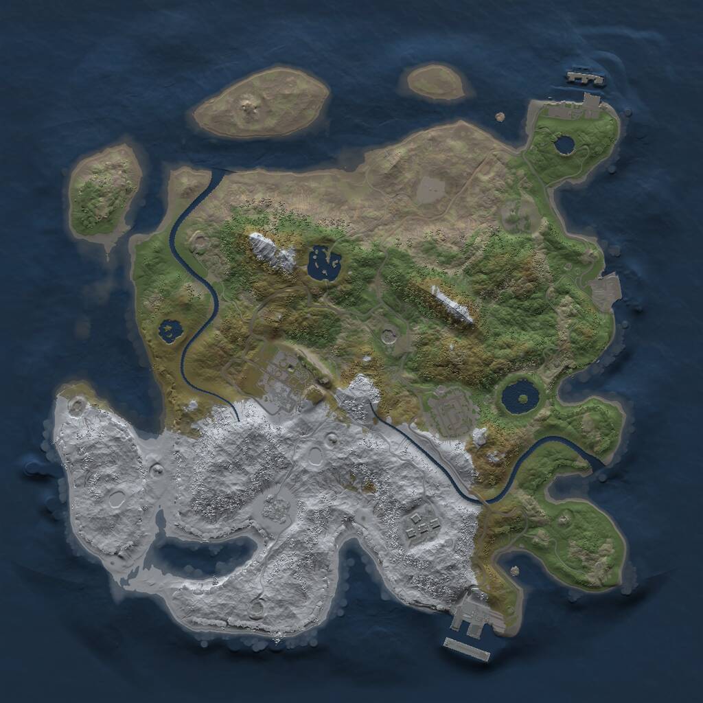 Rust Map: Procedural Map, Size: 3000, Seed: 1071701398, 9 Monuments