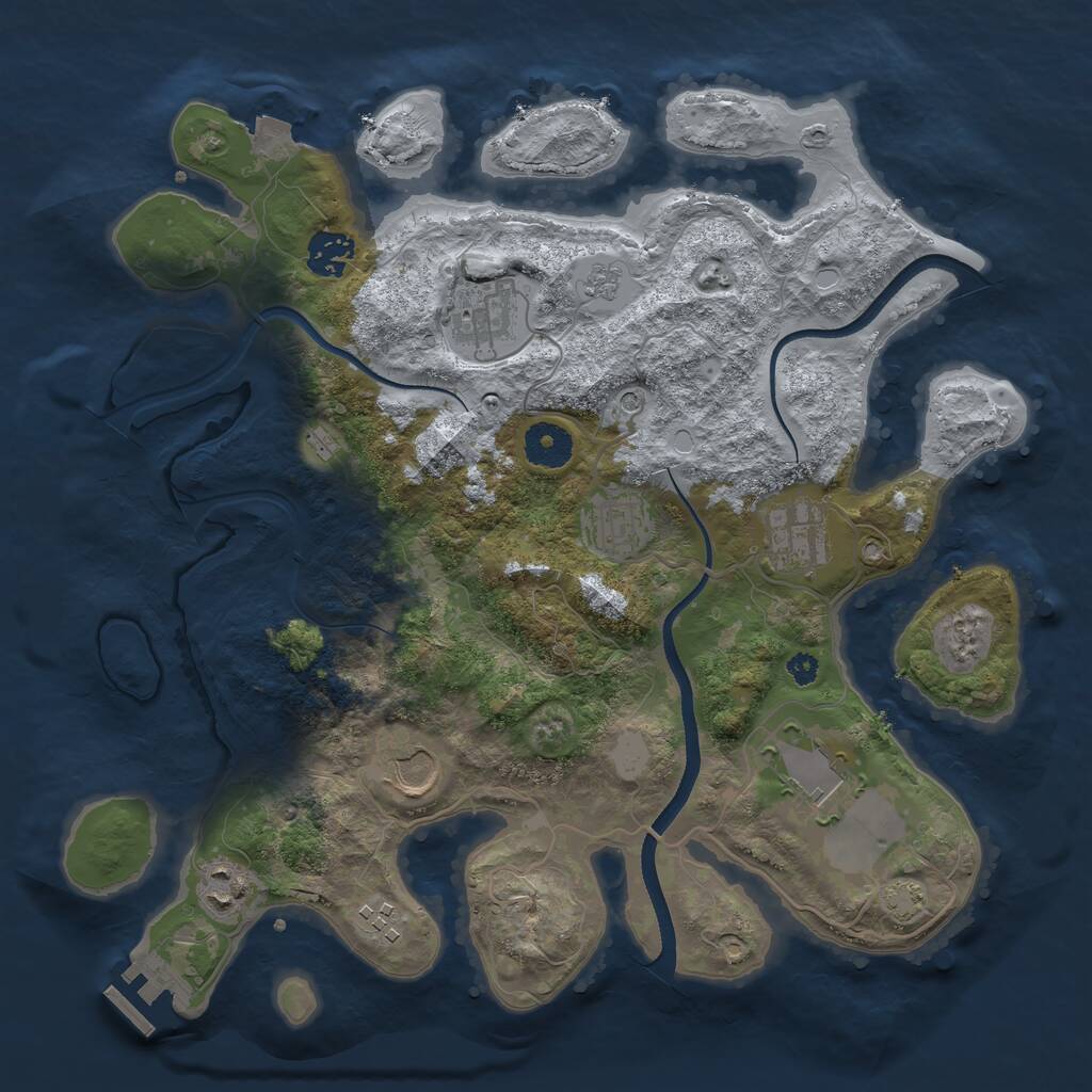 Rust Map: Procedural Map, Size: 3500, Seed: 820370, 13 Monuments