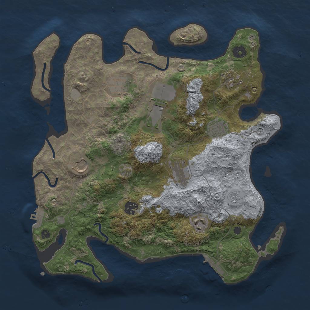 Rust Map: Procedural Map, Size: 3500, Seed: 459602, 17 Monuments