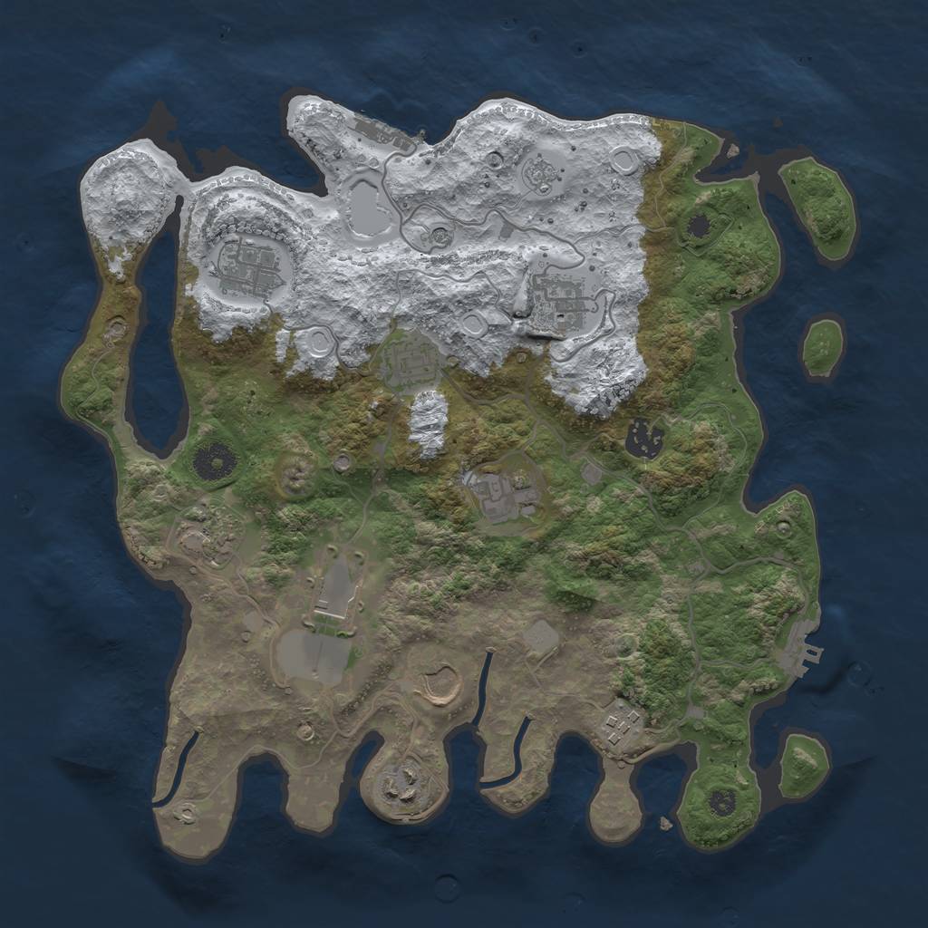 Rust Map: Procedural Map, Size: 3500, Seed: 1286241589, 19 Monuments