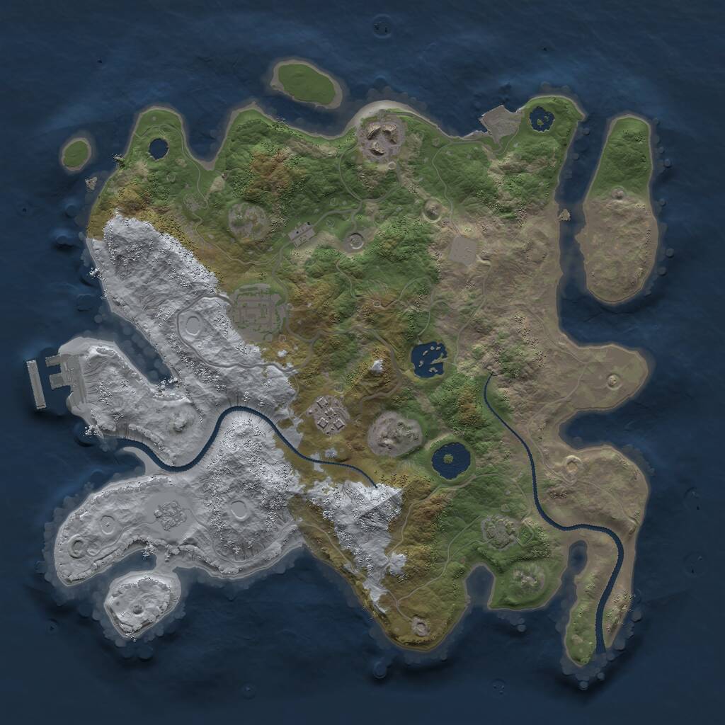 Rust Map: Procedural Map, Size: 3000, Seed: 30679, 9 Monuments