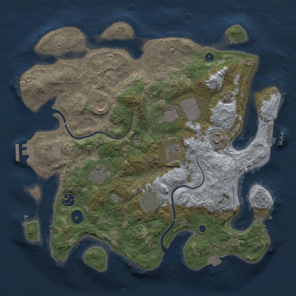Rust Map: Procedural Map, Size: 3500, Seed: 106577, 13 Monuments