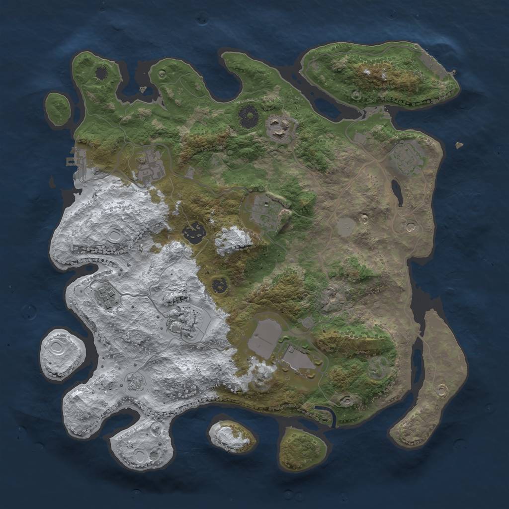 Rust Map: Procedural Map, Size: 3500, Seed: 919116319, 17 Monuments