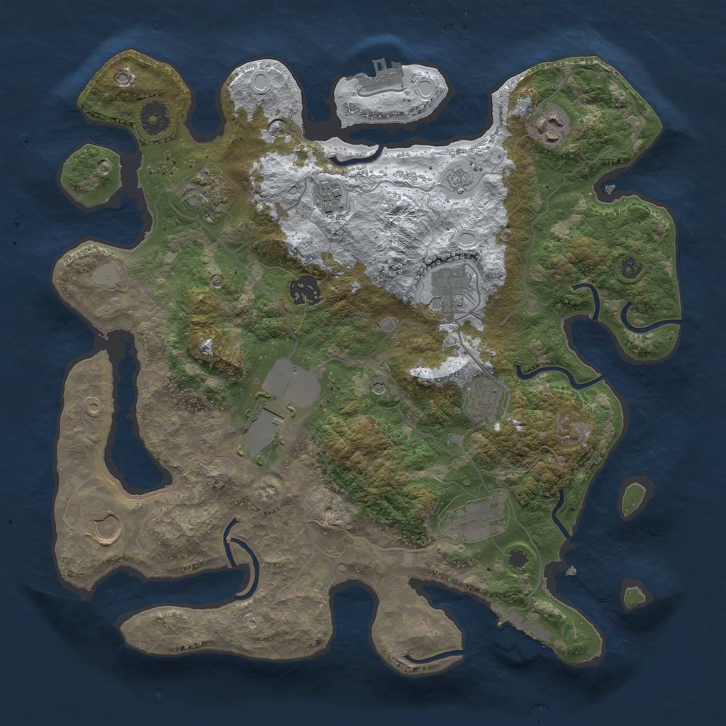 Rust Map: Procedural Map, Size: 3500, Seed: 81371346, 18 Monuments