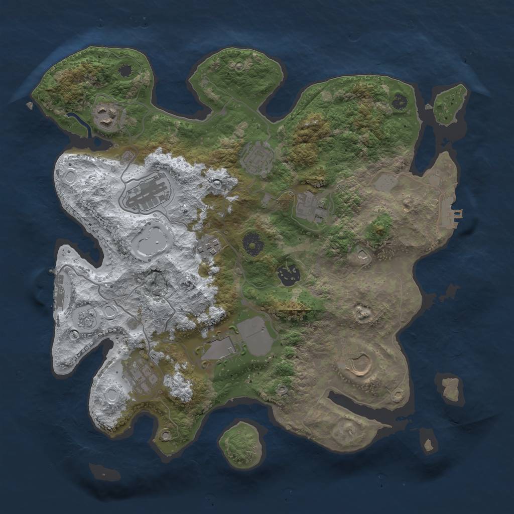 Rust Map: Procedural Map, Size: 3500, Seed: 51005, 18 Monuments