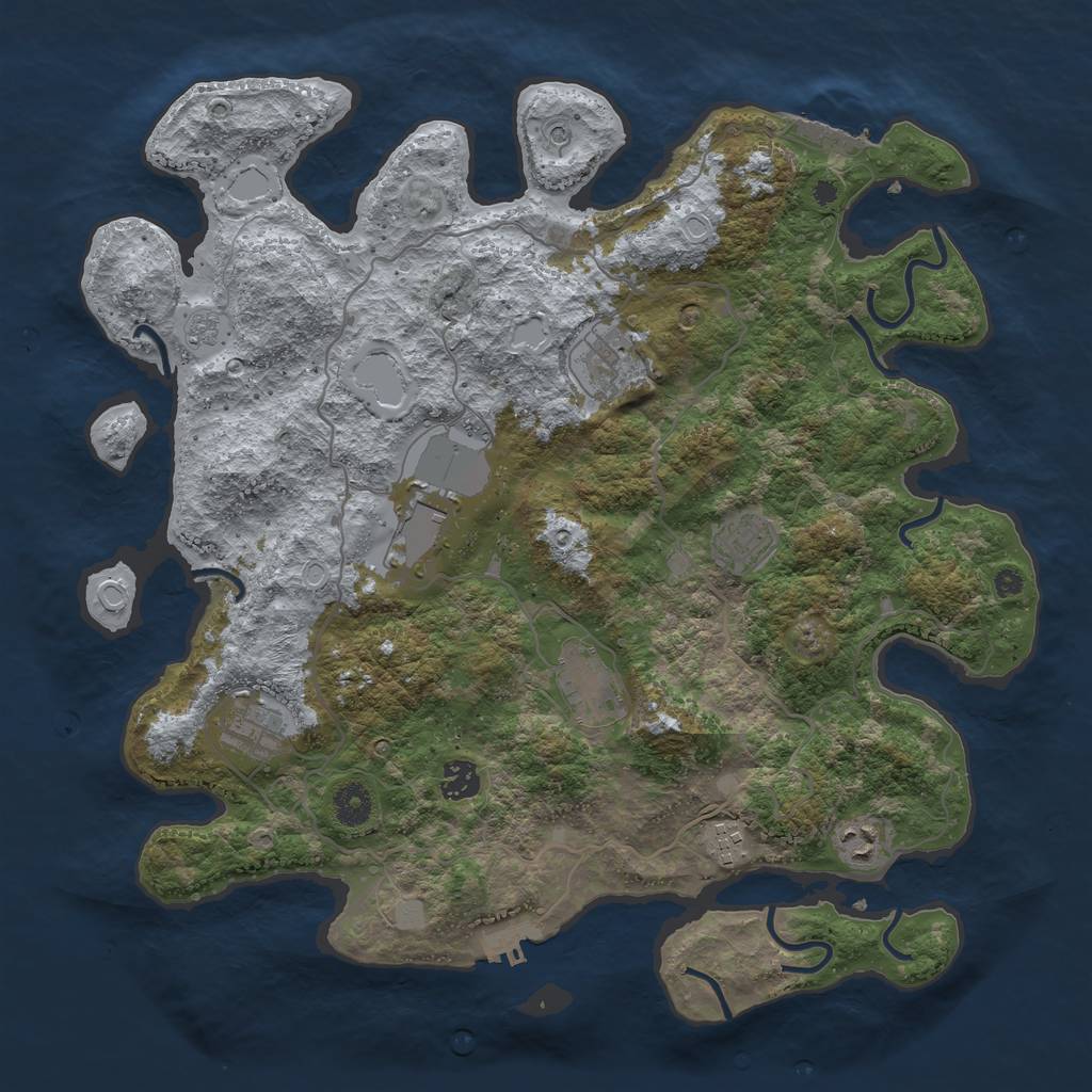 Rust Map: Procedural Map, Size: 4000, Seed: 28880545, 17 Monuments