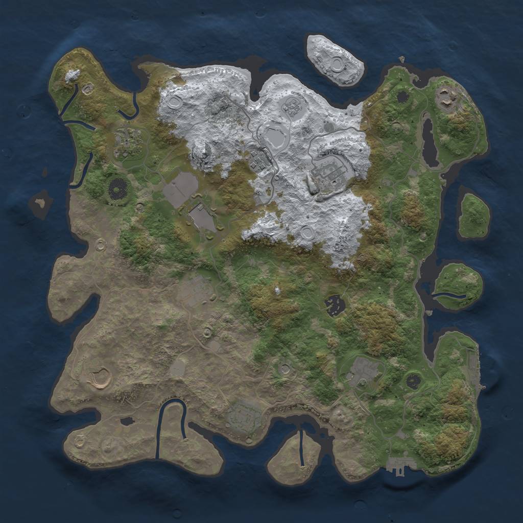 Rust Map: Procedural Map, Size: 3800, Seed: 1422738535, 19 Monuments
