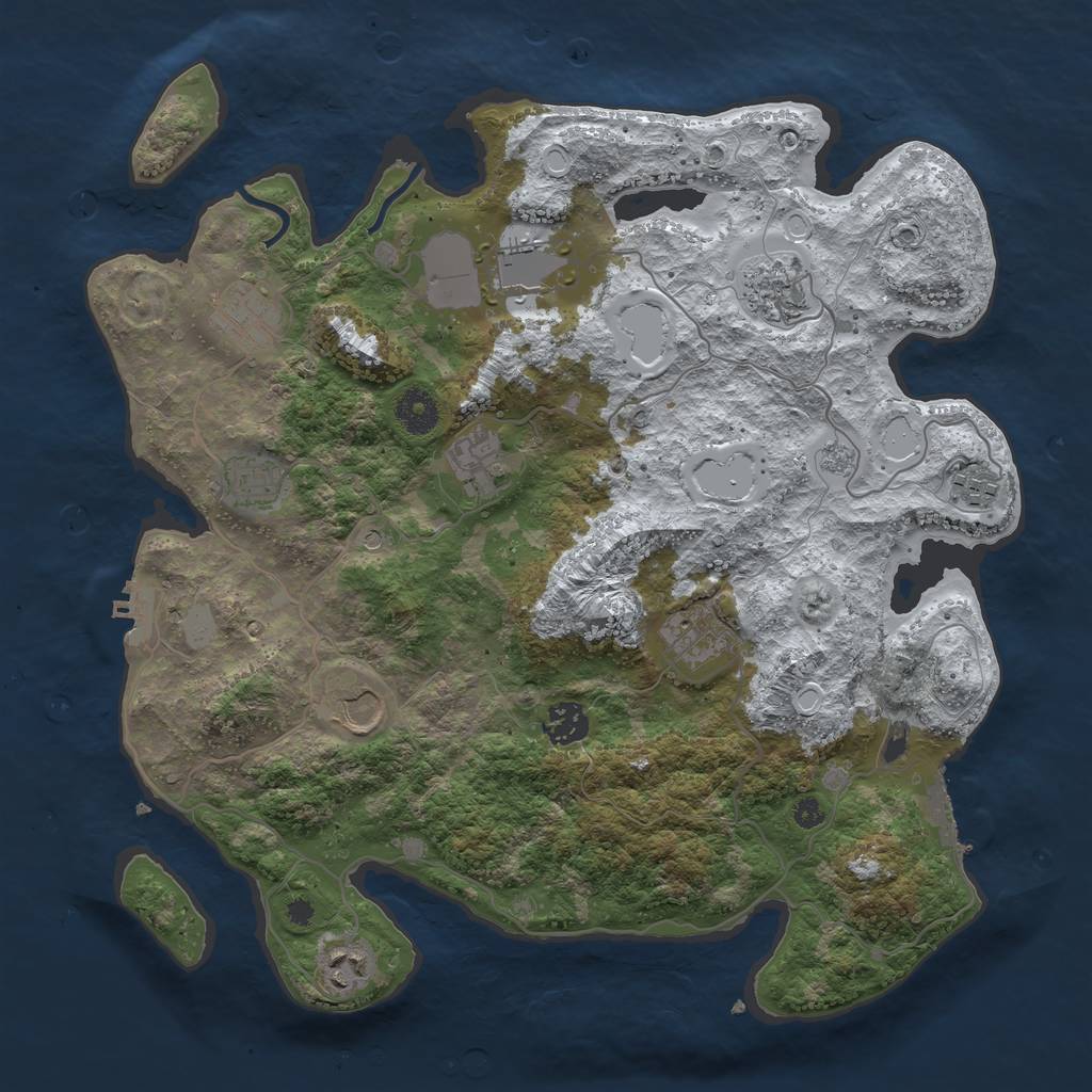 Rust Map: Procedural Map, Size: 3750, Seed: 2027911457, 19 Monuments