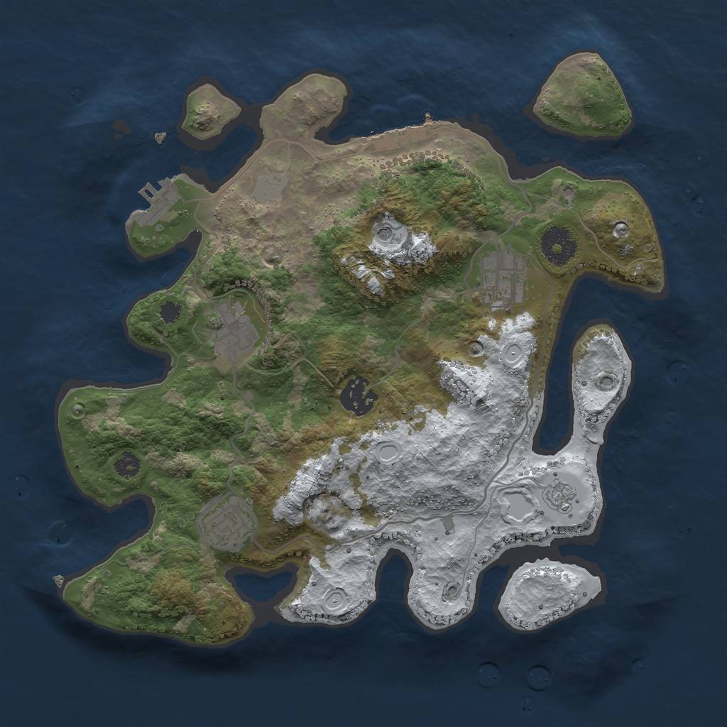 Rust Map: Procedural Map, Size: 3000, Seed: 23802, 13 Monuments