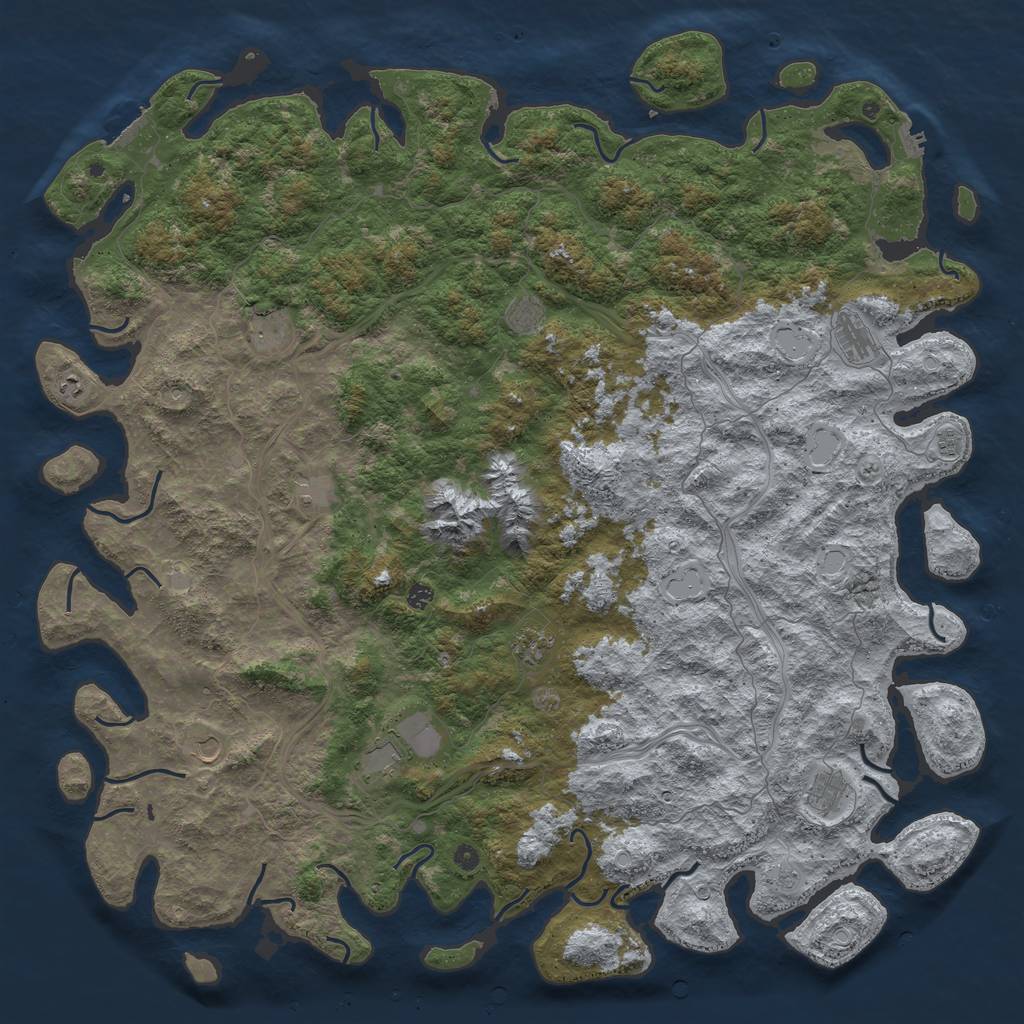 Rust Map: Procedural Map, Size: 6000, Seed: 77868, 18 Monuments
