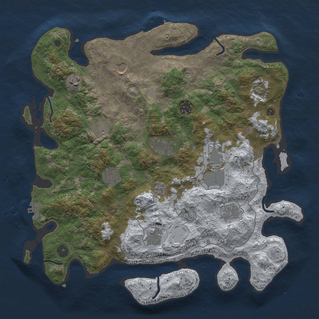Rust Map: Procedural Map, Size: 4000, Seed: 836850855, 20 Monuments
