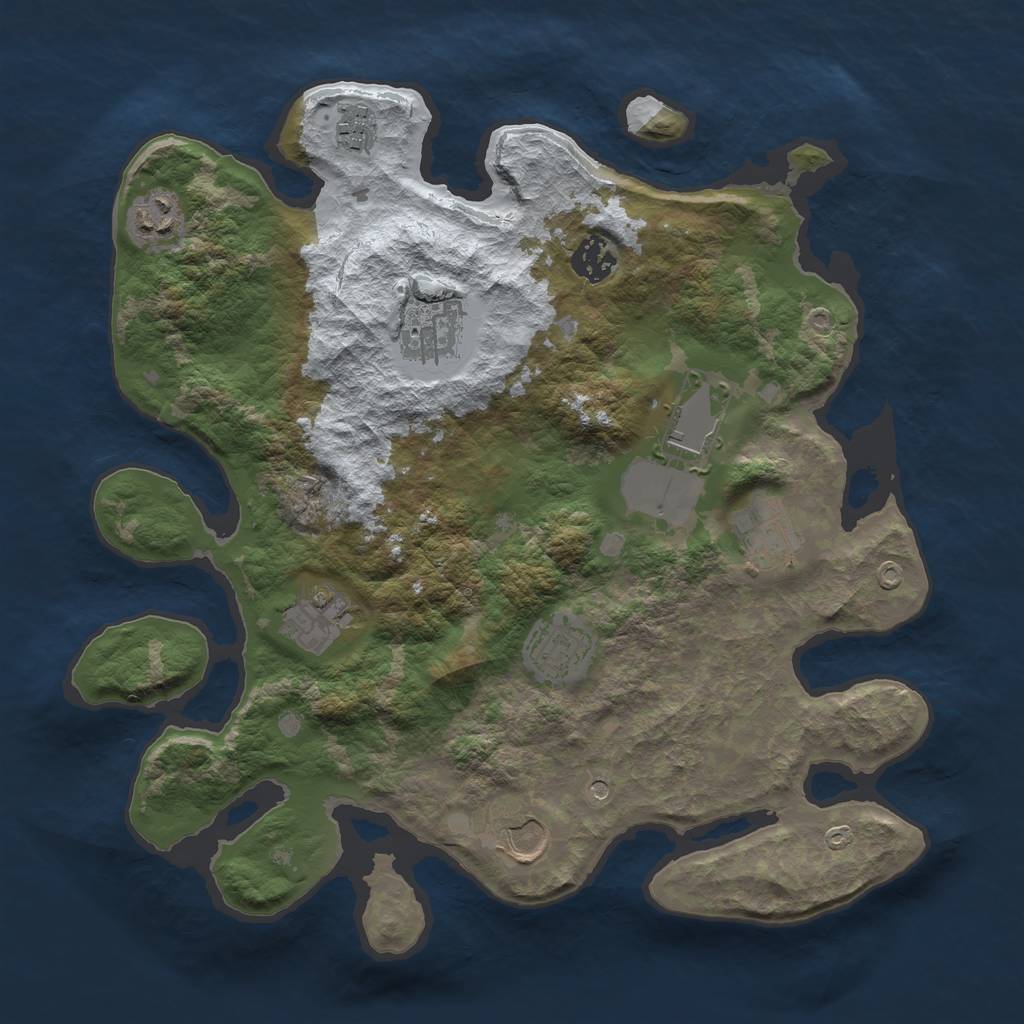 Rust Map: Barren, Size: 3500, Seed: 1143956635, 12 Monuments