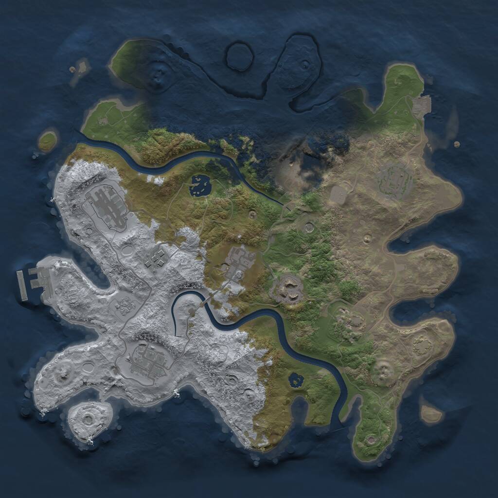 Rust Map: Procedural Map, Size: 3300, Seed: 30679, 14 Monuments