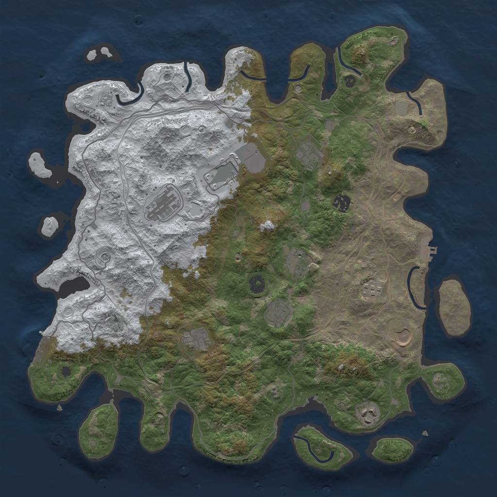 Rust Map: Procedural Map, Size: 4250, Seed: 128079855, 19 Monuments