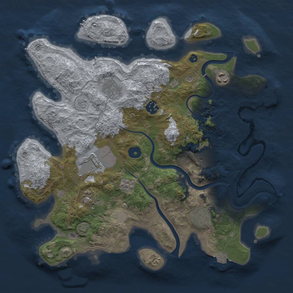 Rust Map: Procedural Map, Size: 3500, Seed: 498709, 13 Monuments