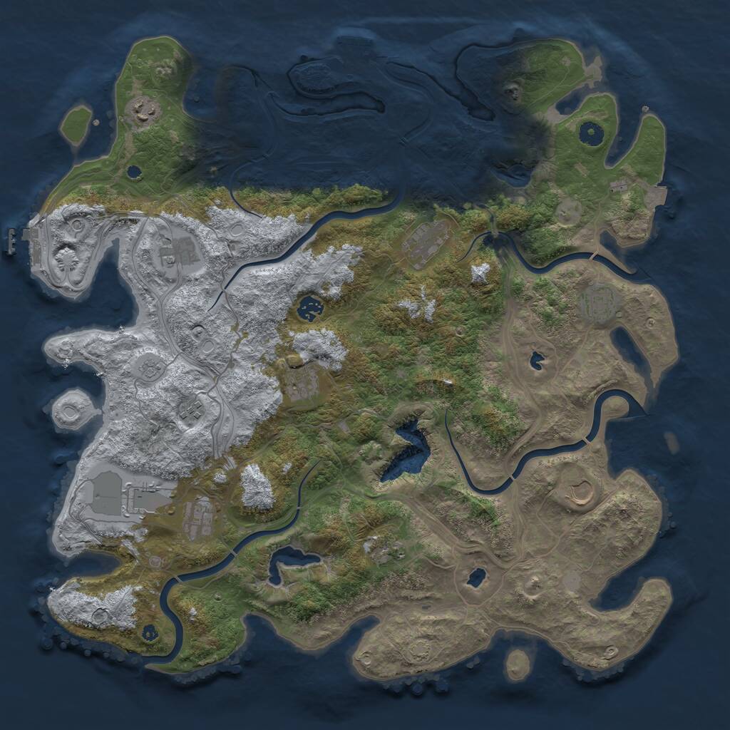 Rust Map: Procedural Map, Size: 4500, Seed: 144658, 17 Monuments