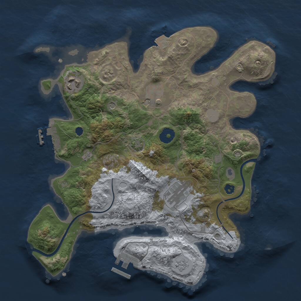 Rust Map: Procedural Map, Size: 3000, Seed: 2443015, 9 Monuments