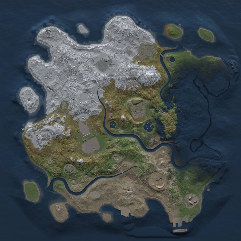 Rust Map: Procedural Map, Size: 3500, Seed: 1001532661, 15 Monuments