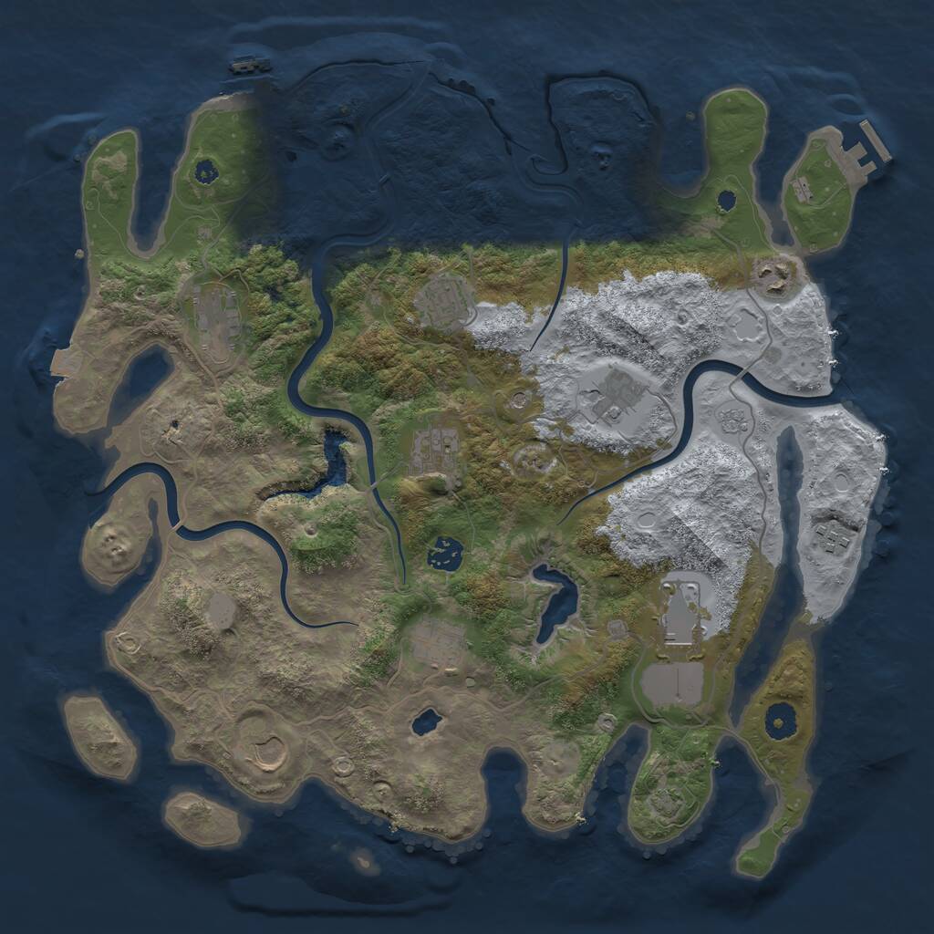Rust Map: Procedural Map, Size: 4000, Seed: 218522, 16 Monuments